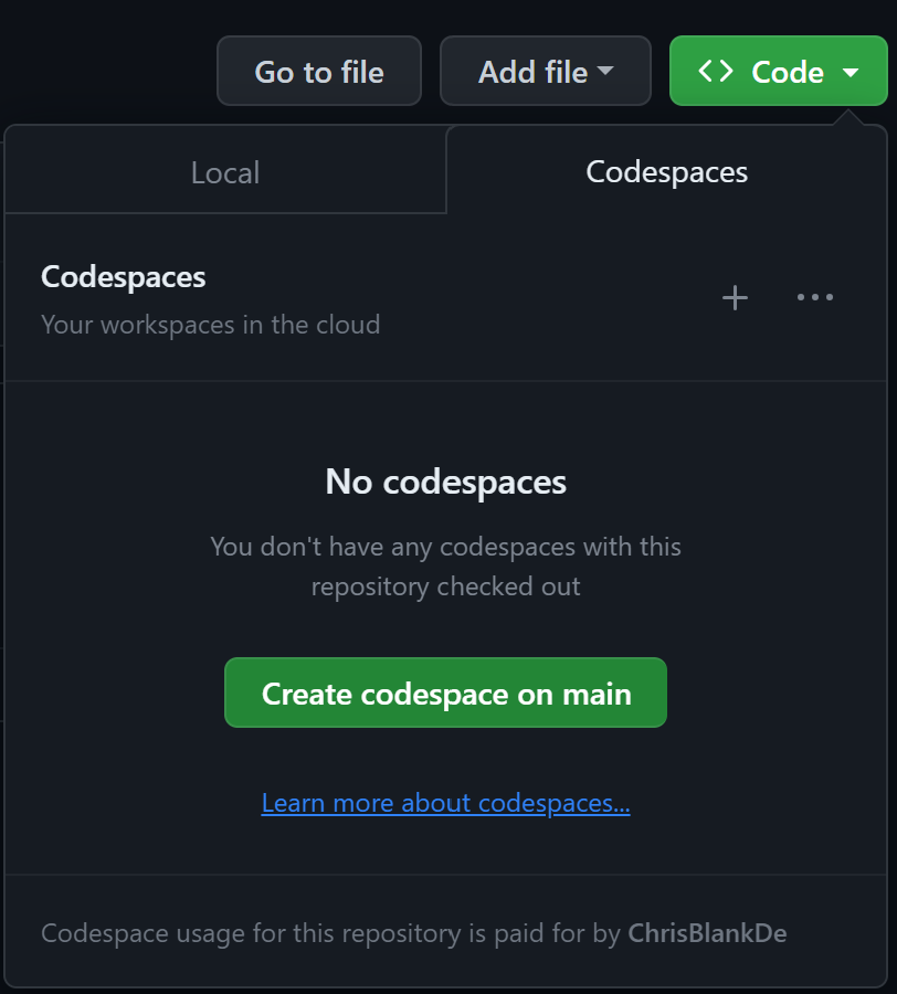 Create Codespace